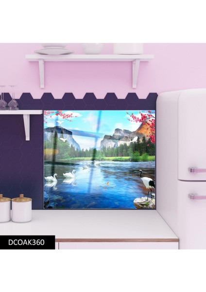 Cam Ocak Arkası Koruyucu Ankastre Arkası Koruyucu | Doğa modelleri