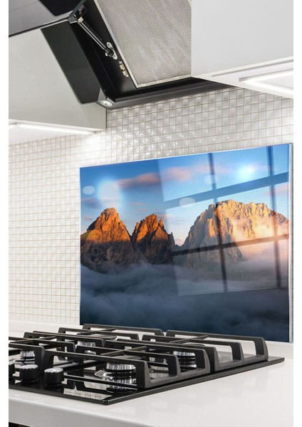 76 x 49,5 cm Cam Ocak Arkası Koruyucu Ankastre Arkası Koruyucu | Zirve