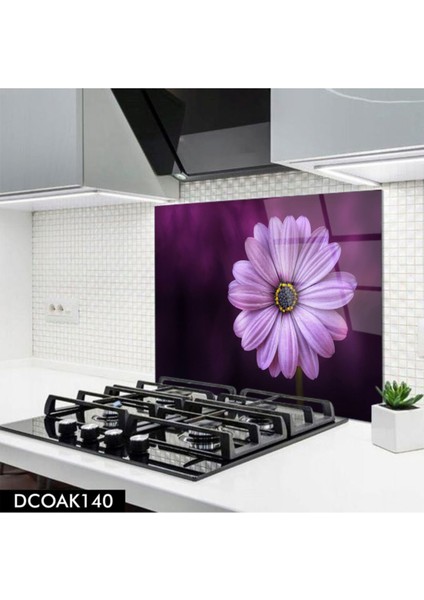 Cam Ocak Arkası Koruyucu | Çiçek Desenli