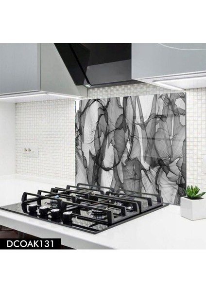 Cam Ocak Arkası Koruyucu | Siyah Beyaz