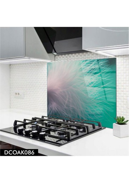 Cam Ocak Arkası Koruyucu | Tüy Desenli