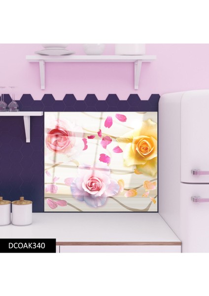 Cam Ocak Arkası Koruyucu Ankastre Arkası Koruyucu | Çiçek modelleri