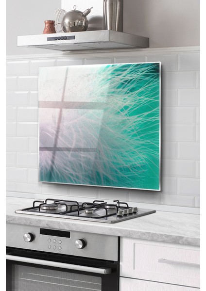 Ocak Arkası Cam Koruyucu Tezgah Ankastre Arkası Koruyucu | Tüy Desenli