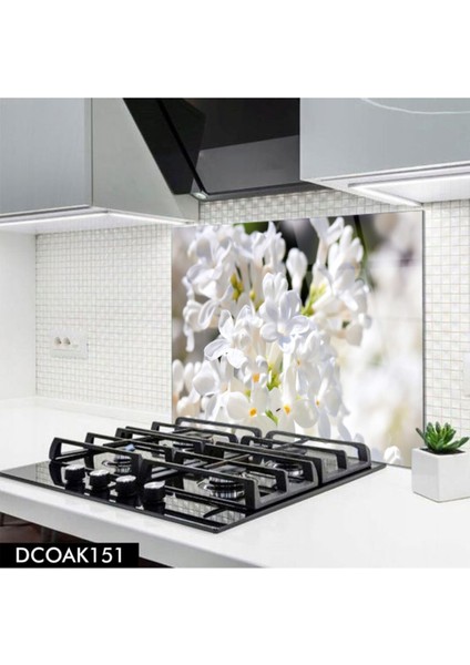 Cam Ocak Arkası Koruyucu | Çiçek Desenli