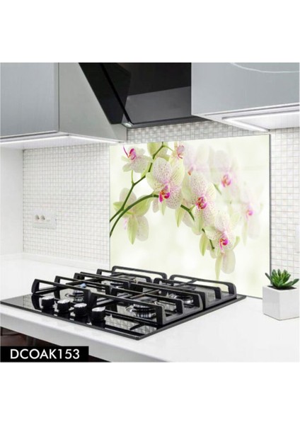 Cam Ocak Arkası Koruyucu | Çiçek Desenli