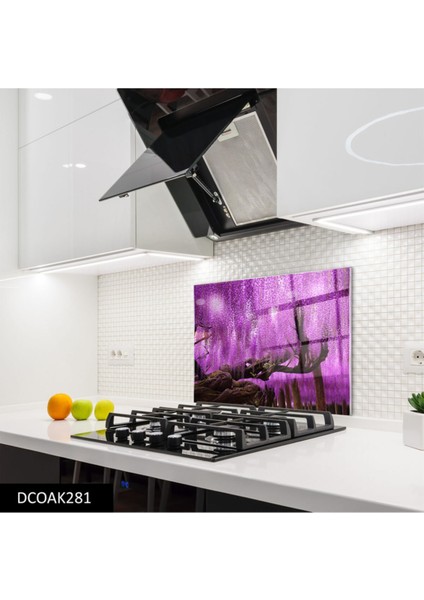 Cam Ocak Arkası Koruyucu | Lila