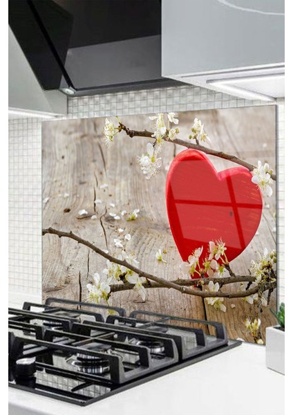 Cam Ocak Arkası Koruyucu Ankastre Arkası Koruyucu | Kalp