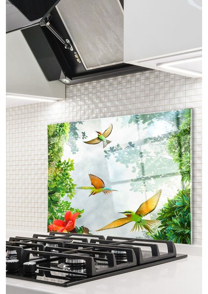 Cam Ocak Arkası Koruyucu Ankastre Arkası Koruyucu | Kuş