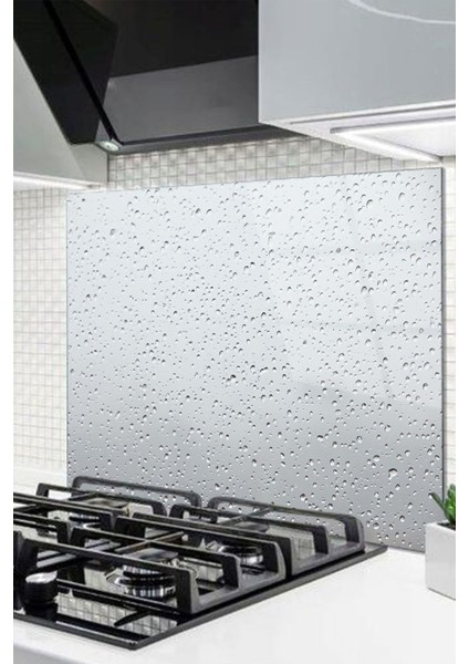 Cam Ocak Arkası Koruyucu Ankastre Arkası Koruyucu | Gri Su Damlası