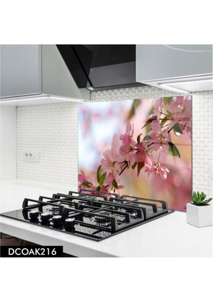 Cam Ocak Arkası Koruyucu | Çiçek