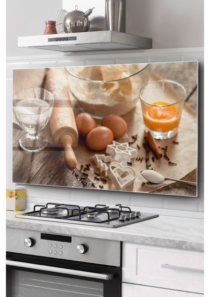 Ocak Arkası Cam Koruyucu Tezgah Ankastre Arkası Koruyucu | Yumurta Desenli