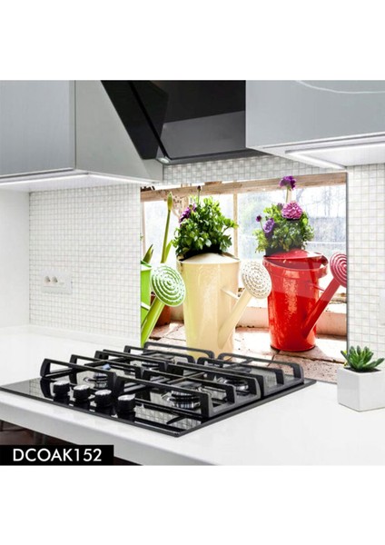 Cam Ocak Arkası Koruyucu | Çiçek Desenli