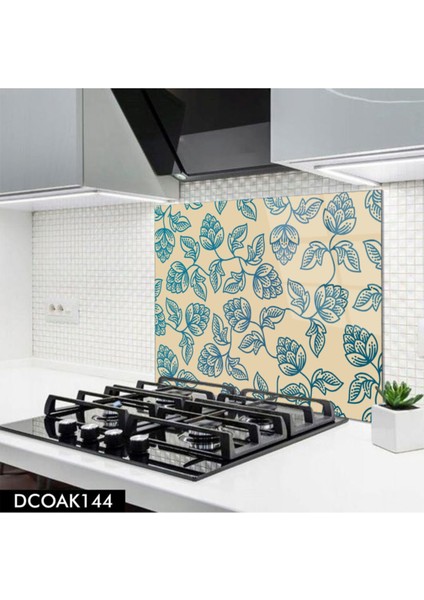 Cam Ocak Arkası Koruyucu | Çiçek Desenli