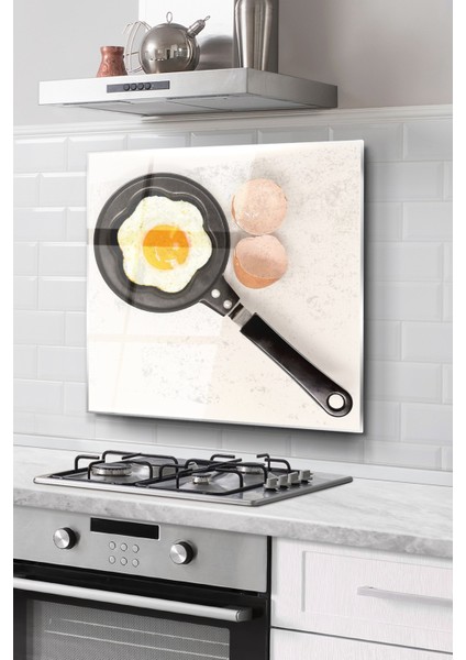 Ocak Arkası Cam Koruyucu Tezgah Ankastre Arkası Koruyucu | Yumurta Desenli