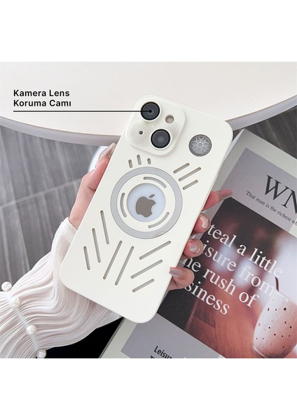 Apple iPhone 14 Uyumlu Kılıf Zebana Elite Cool Magsafe Rubber Kılıf Beyaz