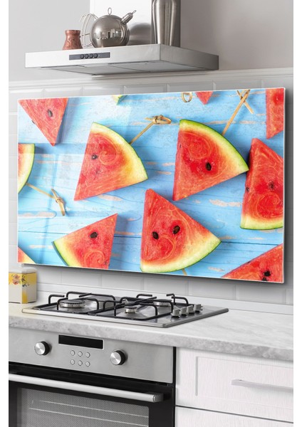 Ocak Arkası Cam Koruyucu Tezgah Ankastre Arkası Koruyucu | Karpuz Desenli