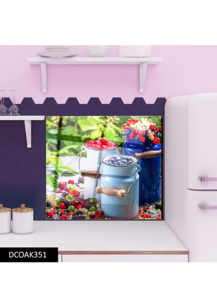 Cam Ocak Arkası Koruyucu Ankastre Arkası Koruyucu | Kırmızı Meyveler