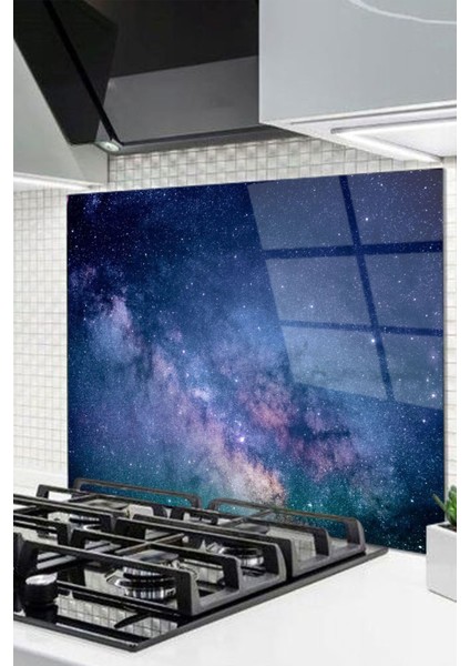 Cam Ocak Arkası Koruyucu Ankastre Arkası Koruyucu | Lacivert Gökyüzü