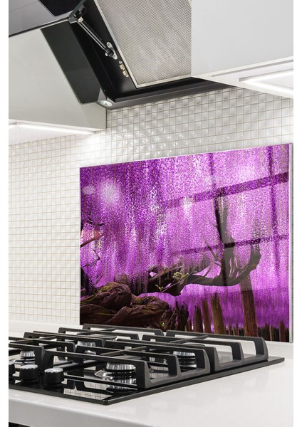 Cam Ocak Arkası Koruyucu Ankastre Arkası Koruyucu | Lila