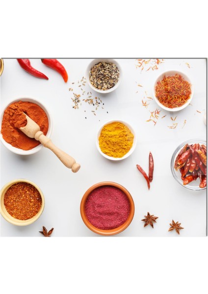 Cam Ocak Arkası Koruyucu | Baharat Desenli