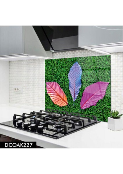 Cam Ocak Arkası Koruyucu | Renkli Yapraklar