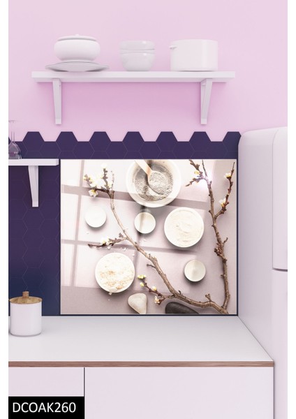 Cam Ocak Arkası Koruyucu | Çiçekli Dal fiyatları