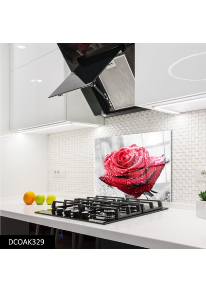 Cam Ocak Arkası Koruyucu | Çiçek