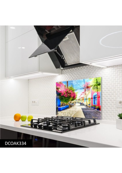 Mavi Cam Ocak Arkası Sokak Detaylı Koruyucu