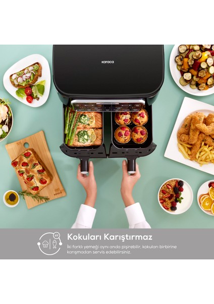 Air Pro Cook Duo Ev Yemeği Xxxl 4+4 Litre Airfryer Starlight 8 Kişilik