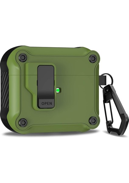 Tam Vücut Darbeye Dayanıklı Sert Kabuk, Emniyet Kilidi ile Airpdos'larla Uyumlu Bluetooth Kulaklık Kılıfı 3 (Yurt Dışından)
