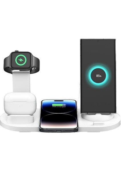 Bluetooth Kulaklık Kablosuz Şarj Masası Standı 6'sı 1 Arada (Yurt Dışından)