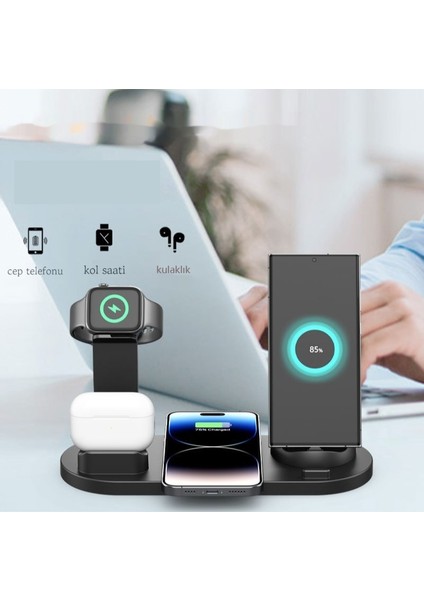 Bluetooth Kulaklık Kablosuz Şarj Masası Standı 6'sı 1 Arada (Yurt Dışından) modelleri