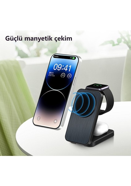 Katlanır 3'ü 1 Arada Kablosuz Şarj Standı (Yurt Dışından) fiyatları