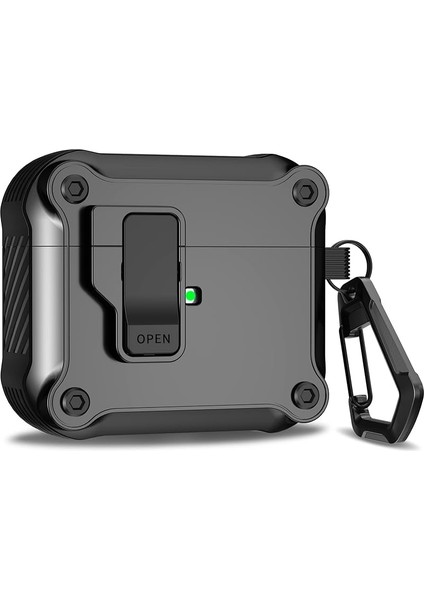 Tam Vücut Darbeye Dayanıklı Sert Kabuk, Emniyet Kilidi ile Airpdos'larla Uyumlu Bluetooth Kulaklık Kılıfı 3 (Yurt Dışından)