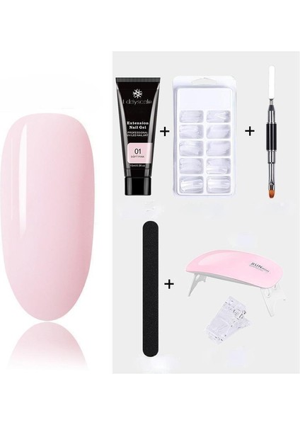 15 ml Tırnak Kalıbı Manikür Işık Makineli Çift Uçlu Fırça Kristal Manikür Acemi Hepsi Bir Arada Jel Altı Parçalı Set Tırnak Uzatma (Yurt Dışından)