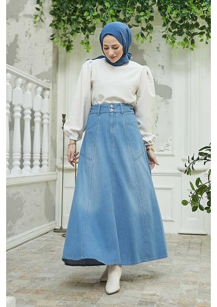 2195-DENIM Mevlana Kot Etek Koyu Mavi fiyatları