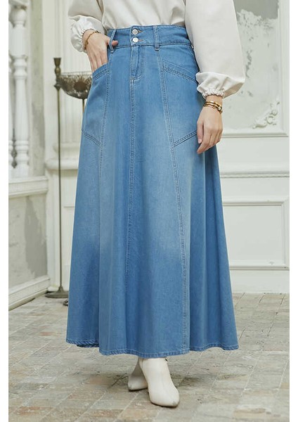 2195-DENIM Mevlana Kot Etek Koyu Mavi modelleri