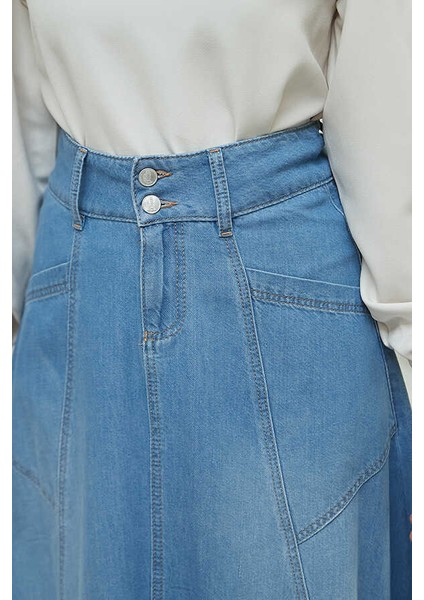 2195-DENIM Mevlana Kot Etek Koyu Mavi fırsatları