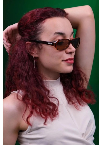 Kadın Kahverengi Desenli Kemik Polarize Güneş Gözlüğü CS006 C16