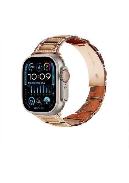 Watch Taşlı Metal Saat Kordonu 38 40 41MM Uyumlu Paslanmaz Çelik Altın Gold