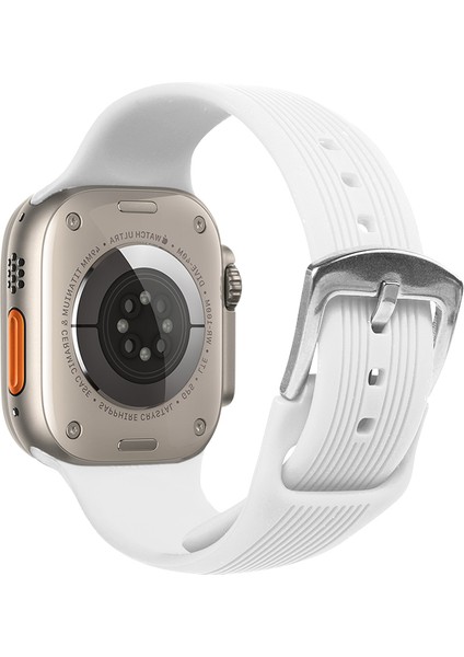 Watch Çizgili Silikon 42 44 45 49MM Uyumlu 7 Kademeli Sade Saat Kordonu Beyaz fiyatları