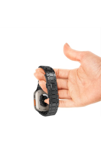 Watch Zarif Yapılı Paslanmaz Çelik Metal Saat Kordonu 42 44 45 49MM Uyumlu Siyah Kasa Siyah Renkli Işleme