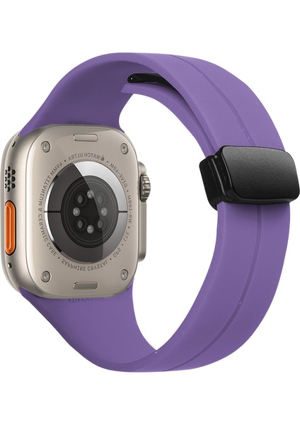 Watch Silikon Mıknatıslı Şık Sade Görünüm 38 40 41MM Uyumlu Saat Kordonu Mor