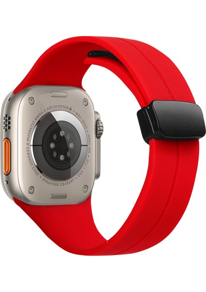 Watch Silikon Mıknatıslı Şık Sade Görünüm 38 40 41MM Uyumlu Saat Kordonu Kırmızı