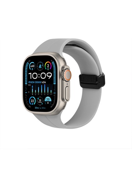 Watch Silikon Mıknatıslı Şık Sade Görünüm 38 40 41MM Uyumlu Saat Kordonu Gri