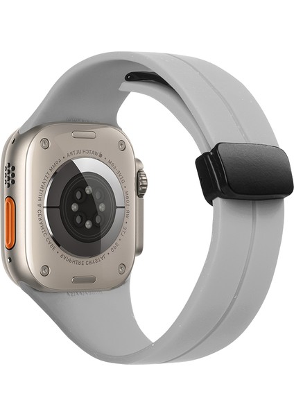 Watch Silikon Mıknatıslı Şık Sade Görünüm 38 40 41MM Uyumlu Saat Kordonu Gri