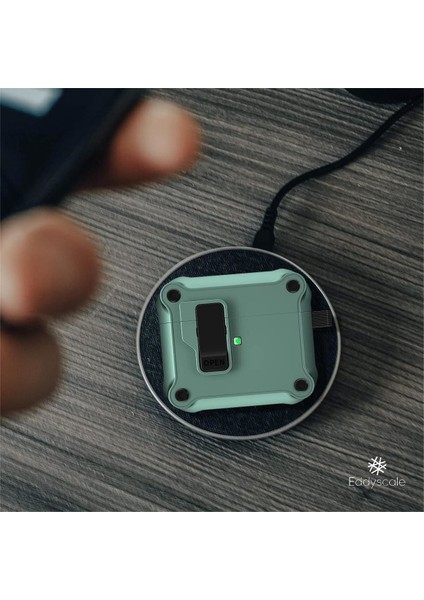 Air Pods 3. Nesil Tam Vücut Darbeye Dayanıklı Sert Kabuk Otomatik Mermi Kapağı Airpdos Pro 2 Için Güvenlik Kilidi Klipsli Ön LED Görünür (Yurt Dışından)