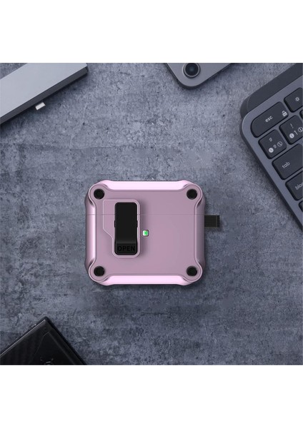 Air Pods 3. Nesil Tam Vücut Darbeye Dayanıklı Sert Kabuk Otomatik Mermi Kapağı Airpdos Pro 2 Için Güvenlik Kilidi Klipsli Ön LED Görünür (Yurt Dışından)