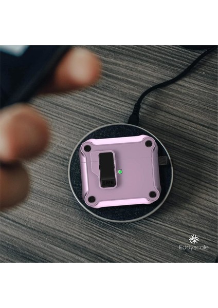 Air Pods 3. Nesil Tam Vücut Darbeye Dayanıklı Sert Kabuk Otomatik Mermi Kapağı Airpdos Pro 2 Için Güvenlik Kilidi Klipsli Ön LED Görünür (Yurt Dışından)