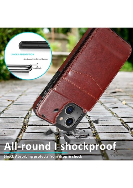 Düz Renk Deri Kılıf iPhone Kartı Için Crazy Horse Desen Koruyucu Kapak Braketi Anti-Şok ve Anti-Düşme (Yurt Dışından) modelleri